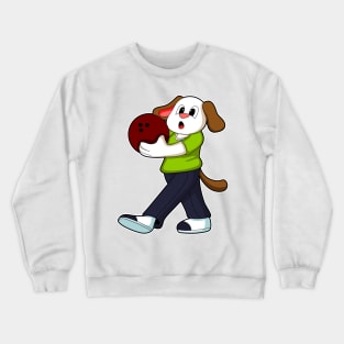 Dog at Bowling with Bowling ball Crewneck Sweatshirt